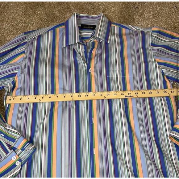 Bugatchi Men's Tailored Fit Candy Stripe Long Sleeve Point Collar Shirt SZ XL - Picture 5 of 7